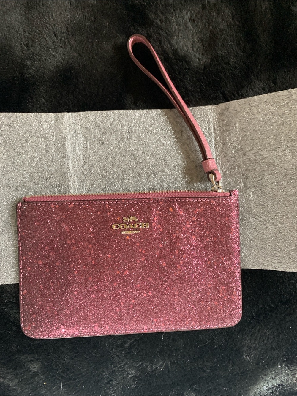 Coach Pink Glitter Wristlet Pouch